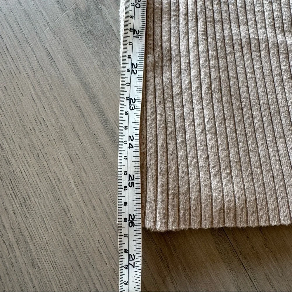 Shein High Waist Flare Leg Khaki Knit Pants Beige Ribbed size S - Picture 10 of 10